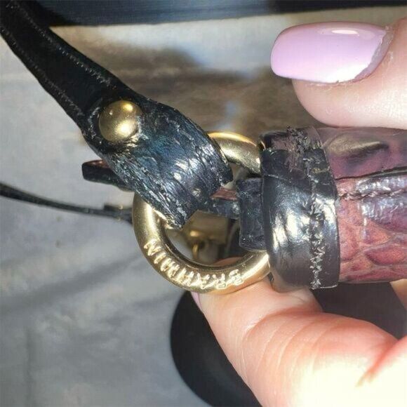 Brahmin Women's Pecan Croc-Embossed Leather Shoulder Bag - EUC - Picture 8 of 15